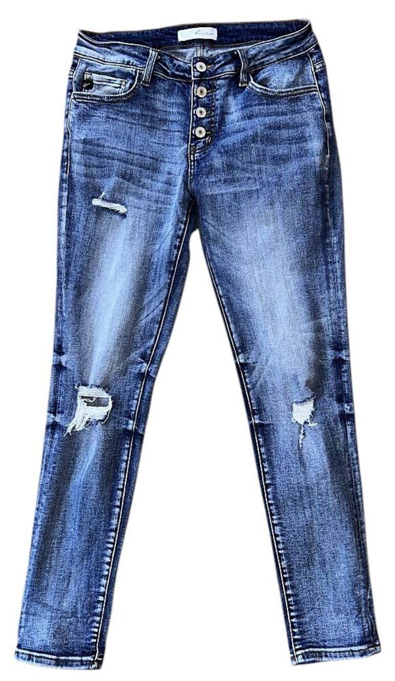 KanCan Mid-Rise Distressed Button Fly Skinny Jeans Size 7 27X29